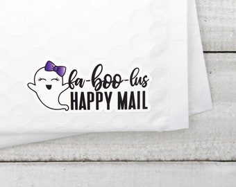 Faboolus Halloween Stickers, Cute Ghost Bow, Packaging Happy Mail Stickers, Small Business Stickers, Thank You Stickers for Small Business