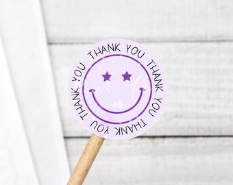 Smiley Face Thank You Sticker, Purple Smiley Face, Happy Mail, Small Business Stickers, Thank You For Supporting My Small Business Stickers