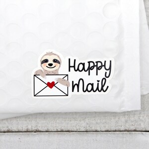 Sloth Happy Mail Stickers, Cute Sloth Mail Sticker, Thanks for Shopping ...