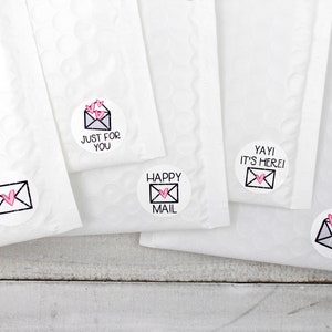 Happy Mail Sticker Set, Nur für Dich, Juhu, es ist da, Danke für die Unterstützung von Small Business Stickers, Small Shop Verpackung, Briefumschlag Siegel