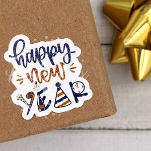 Stickers Happy New Year, Stickers Happy Mail, Étiquettes du Nouvel An, Merci de votre soutien à ma petite entreprise Emballage, Joint d'enveloppe