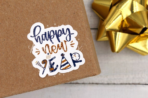 48 Happy New Year #9 !! ENVELOPE SEALS LABELS STICKERS 1.2 ROUND