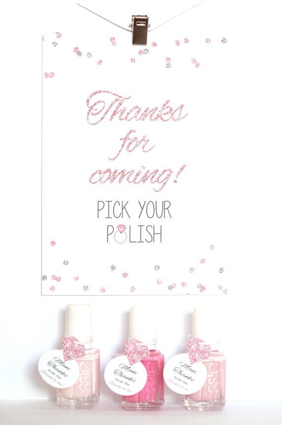 Mani Thanks Tags Package, Bachelorette Party Favors, Nail Polish Favor Tags, Bride to be, Thank You Tags, Bridal Wedding Shower Favor Tags