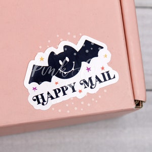 Autocollants Smiley Bat Happy Mail, Autocollants Halloween Automne, Autocollants De Merci, Merci Pour Votre Commande, Autocollants De Merci Pour Les Petites Entreprises