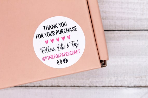 Thank You For Your Order  - Round Pink Sticker - Roll Of 500