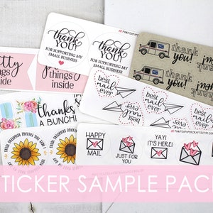 Sticker Sample Pack, 30 Sticker Variety Pack, Happy Mail Stickers, Thank You Stickers, Support Small Business, Etsy Shop, Packaging Labels