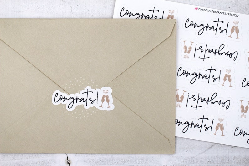 Congradulation Sticker Congrats Sticker, Congratulations Engagement Wedding Sticker, Champagne ...