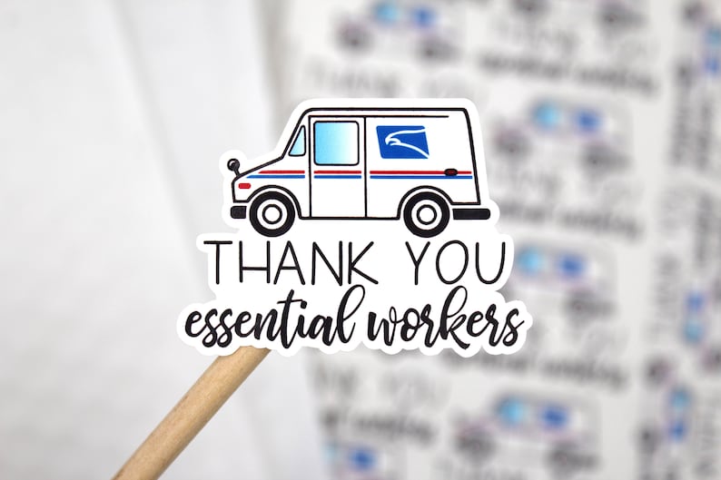 Thank You Essential Worker Sticker Postal Worker USPS Driver | Etsy