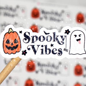 Spooky Vibes, sticker Groovy Peace Ghost Halloween, retro herfst-Halloween, sticker Happy Mail bedankje, verzendlabel kleine onderneming shop