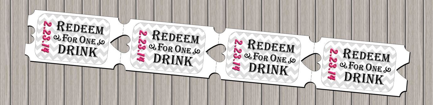 Personalized Drink Tickets Wedding Drink Tickets Party Drink Tickets