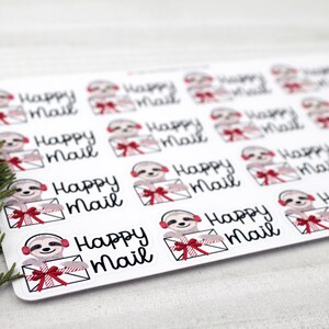 Holiday Sloth Happy Mail Stickers, Christmas Present Mail Sticker ...