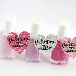 Valentinstag Tags, Herz V-day Nagellack Geschenkanhänger, Valentine Sie es genagelt haben, Valentinstag Party Favor Tags, süße Valentines, Herz Anhänger