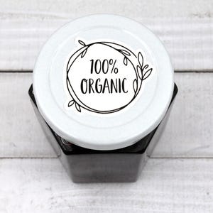 100% Organic Sticker, Eco Friendly Sticker, All Natural And Organic Packaging Product Labels, Small Shop Happy Mail Stickers image 2