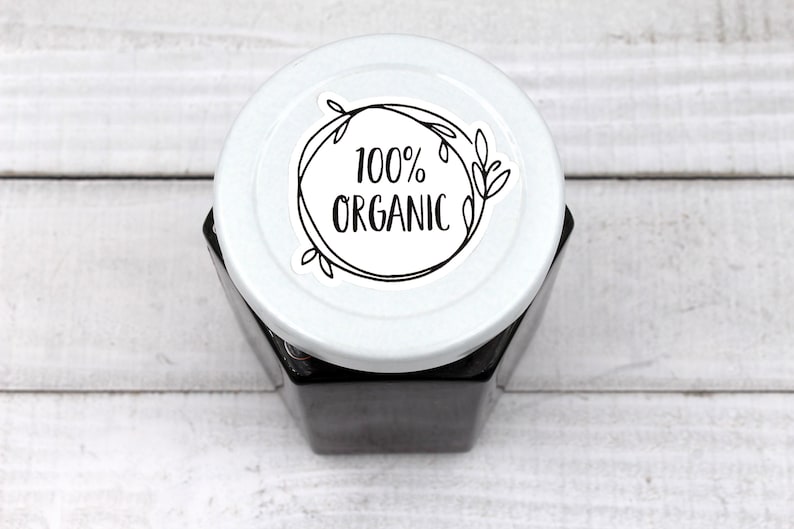 100% Organic Sticker, Eco Friendly Sticker, All Natural And Organic Packaging Product Labels, Small Shop Happy Mail Stickers image 2