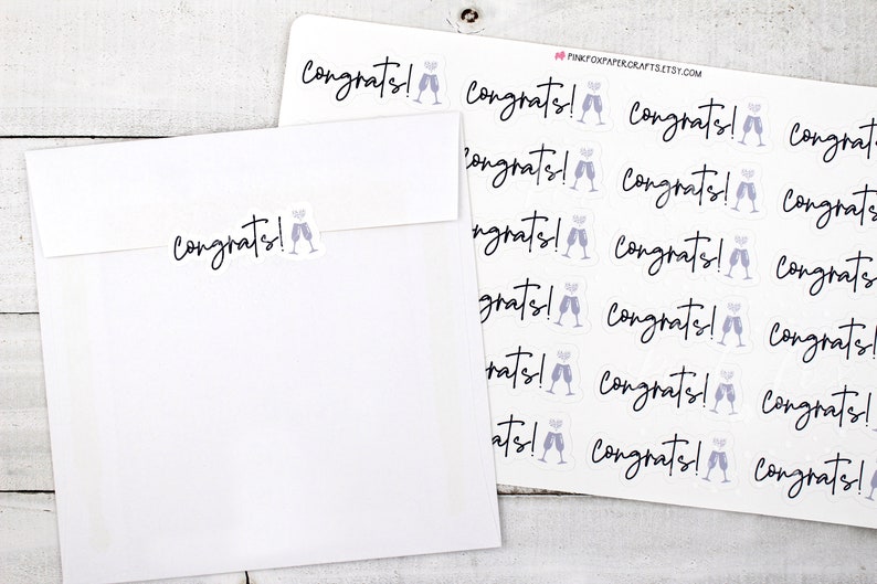 Congrats Sticker Chart Congrats Sticker, Congratulations Engagement Wedding Sticker, Champagne ...