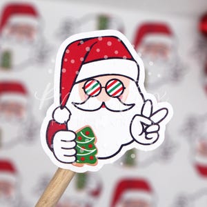 Stickers kerstman met zonnebril, Merry Christmas-stickers, Happy Mail-sticker, kerstkaartlabels, cadeauverpakking voor kleine bedrijven voor de feestdagen