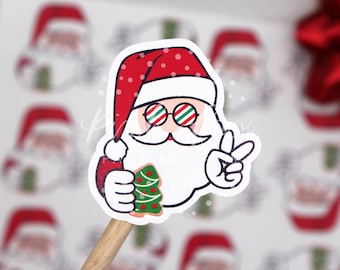 Santa with Sunglasses Stickers, Merry Christmas Stickers, Happy Mail Sticker, Christmas Card Labels, Holiday Small Business Gift Wrapping