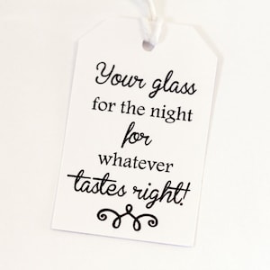Wedding Tags, Your Glass for the Night For Whatever Tastes Right!, Thank You Favor Tags, Party Favor Tags, Mason Jar Tags
