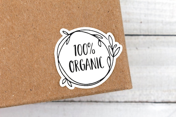 100% Organic Sticker, Eco Friendly Sticker, All Natural And Organic Packaging Product Labels, Small Shop Happy Mail Stickers