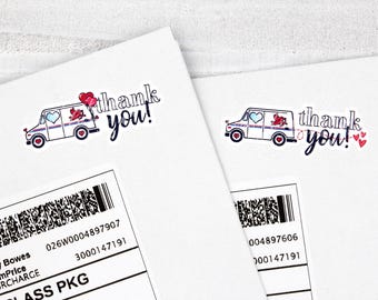 Valentine's Day Mail Truck Stickers, Thank You Mail Carrier, Mailman, Post Office Sticker, Holiday Packaging Stickers, Shop Small Business