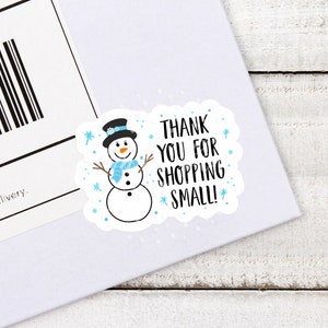 Gracias por comprar un pequeño muñeco de nieve, pegatina de agradecimiento de muñeco de nieve, apoyo a suministros para pequeñas empresas, pegatinas de embalaje, correo feliz