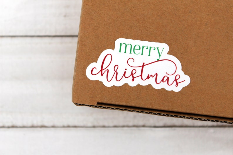 Frohe Weihnachten Aufkleber, Happy Mail Sticker, Weihnachtskarte Sticker, Weihnachten Small Business Geschenkverpackung, Etsy Small Shop Thank You Bild 1