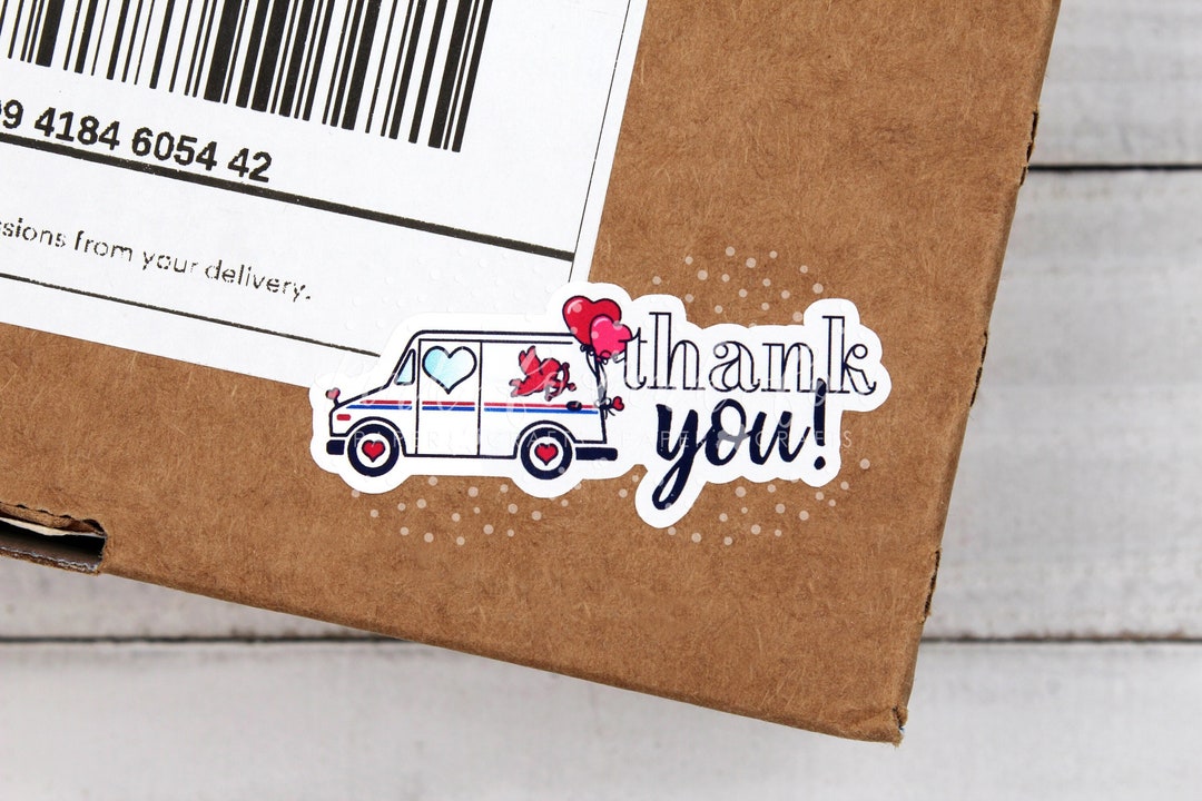 Valentine's Day USPS Sticker, Thank You USPS Sticker, Thank You Postal