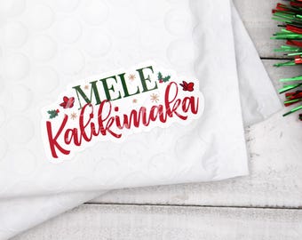 Mele Kalikimaka Stickers, Merry Christmas Stickers, Happy Mail Sticker, Christmas Card Stickers Label, Holiday Small Business Gift Wrapping