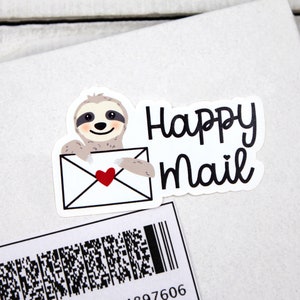 Sloth Happy Mail Stickers, Cute Sloth Mail Sticker, Thanks for Shopping ...
