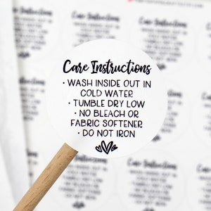 Care Instructions Stickers, T-Shirt Washing Care Stickers, Handmade Small Business Supplies, Clothing Packaging Labels, Etsy Shop Supplies image 2