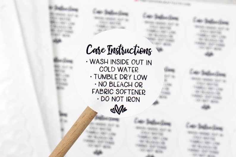 Clothing Packaging Labels Handmade Small Business Supplies Care Instructions Stickers T-Shirt Washing Care Stickers Etsy Shop Supplies