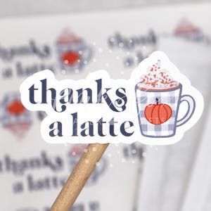Thanks a latte-sticker, Pumpkin Spice Latte Fall-stickers, Happy Mail-sticker, Buffalo Check-verpakking bedankstickers voor kleine bedrijven