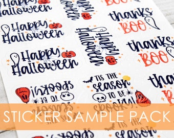 Halloween & Fall 32 Sample Sticker Pack, Happy Mail Sticker Set, Small Business Stickers, Thank You Stickers for Small Business Packaging