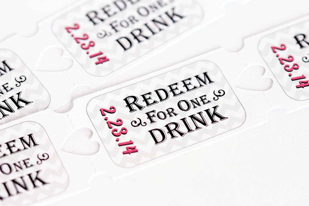 Personalized Drink Tickets Wedding Drink Tickets Party Drink Tickets