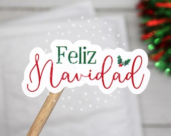 Feliz Navidad Stickers, Merry Christmas Stickers, Happy Mail Sticker, Christmas Card Stickers Label, Holiday Small Business Gift Wrapping