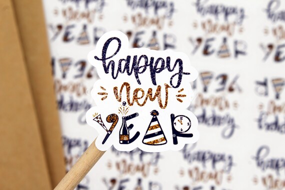 HAPPY NEW YEAR 2025 ENVELOPE SEALS LABELS STICKERS PARTY FAVORS