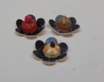 Miniature French pastry 1/12th. Three possible flavors