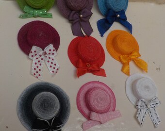 1/12th scale miniature hat with a bow - 9 colors to choose from