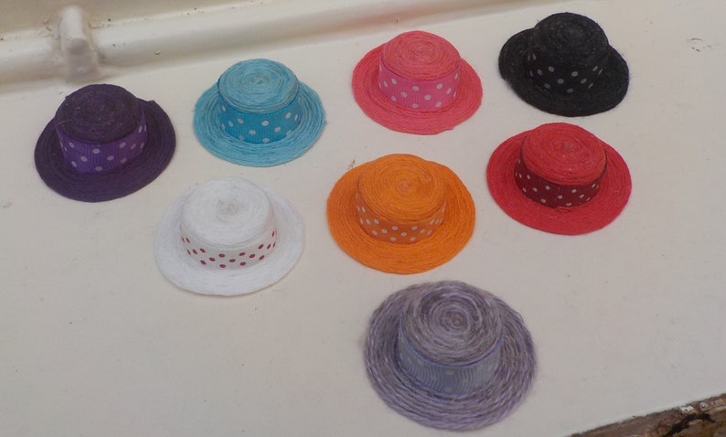 1/12th miniature hat with polka dots 8 colors to choose from image 1