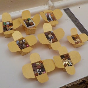Miniature chocolate boxes 1/6th 1/12th - 8 models to choose from (yellow and gold)