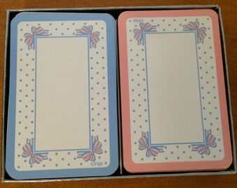 Vintage Imported Playing Cards  2-Pack in Sturdy Box ~ "Blue Plaid Bows" Pattern by Frances Meyer ~ Made in Belgium