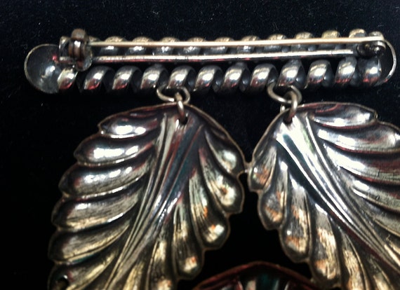 Huge Vintage Silvertone Leaf and Chain Statement … - image 4