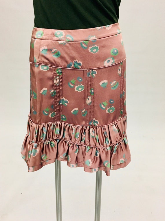 Vintage 1990s Marc Jacobs Pink Floral Ruched Mini… - image 1