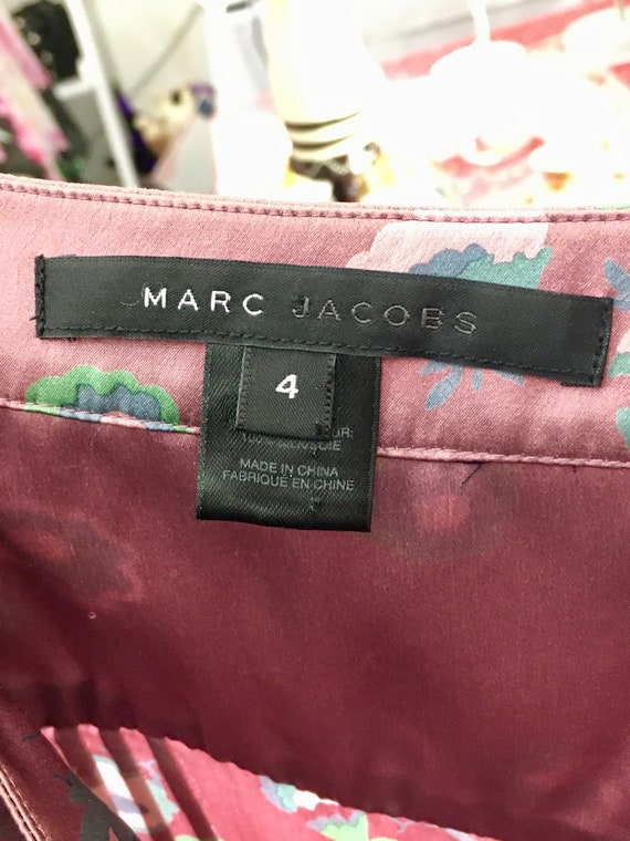 Vintage 1990s Marc Jacobs Pink Floral Ruched Mini… - image 3