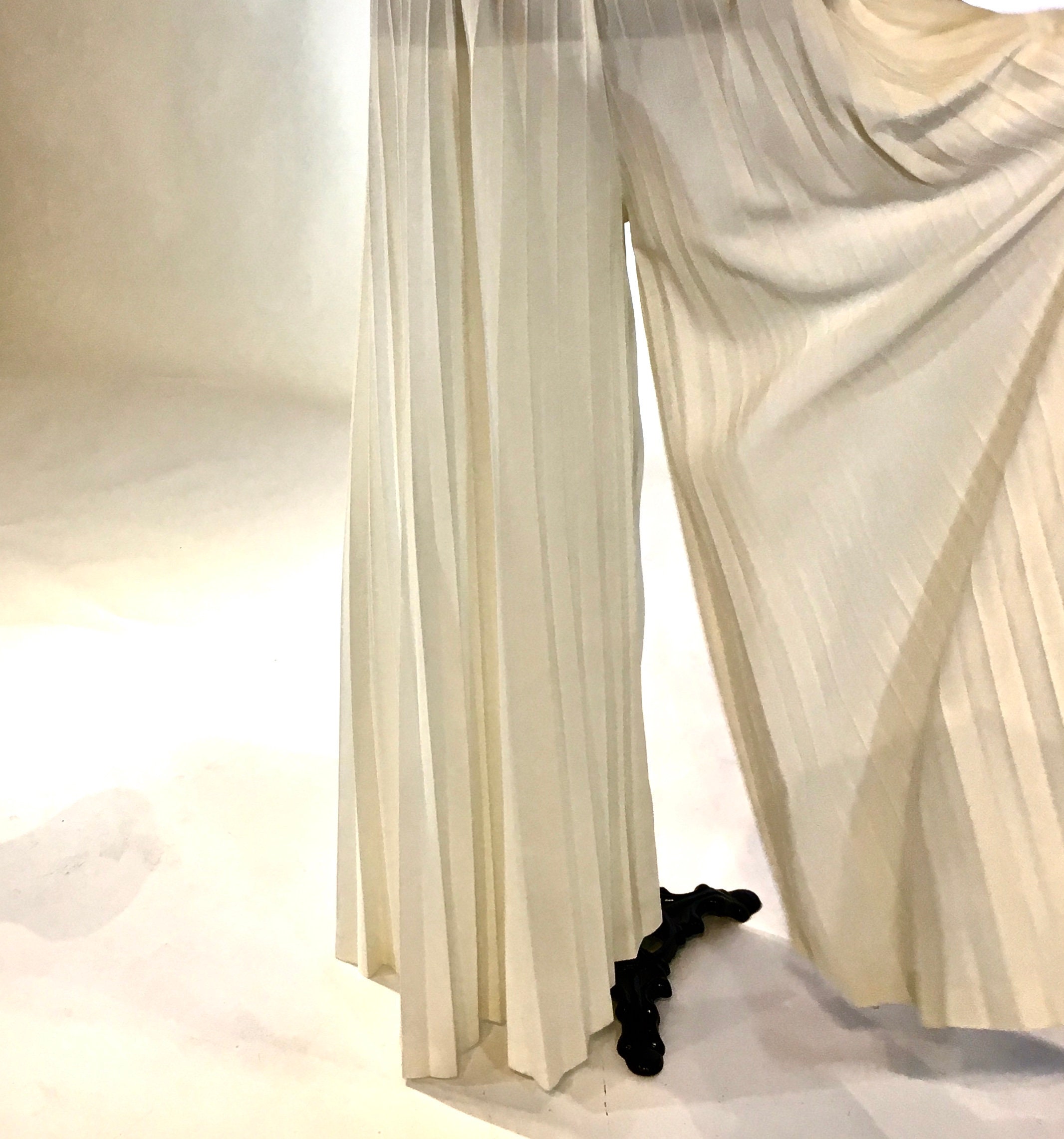 Vintage 1970s Palazzo Pants in Winter White Polyesterpull on - Etsy