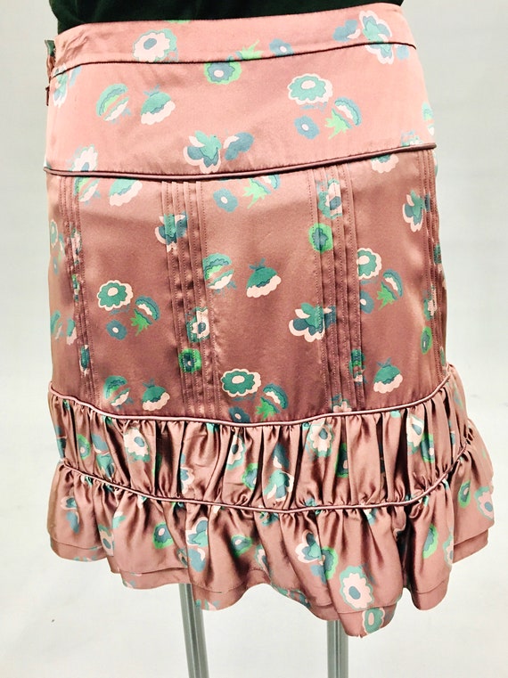 Vintage 1990s Marc Jacobs Pink Floral Ruched Mini… - image 4