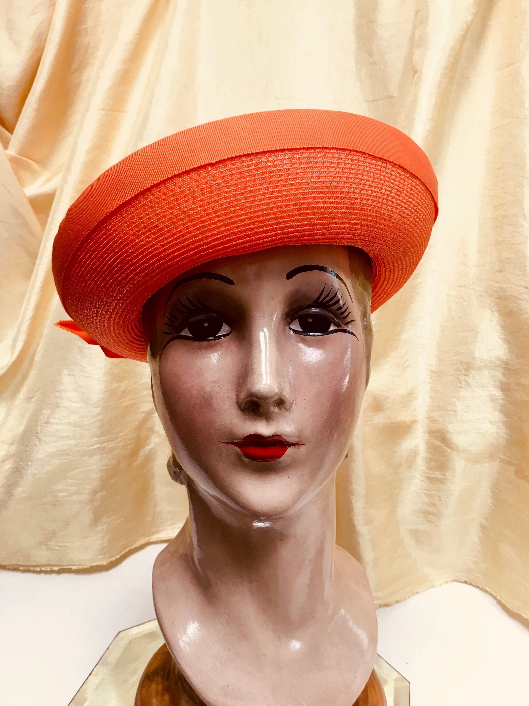 GALANOS Vintage Red Straw Wide Brim Hat Designer Breton Style Statement Hat Red Breton Hat - Etsy main image 2