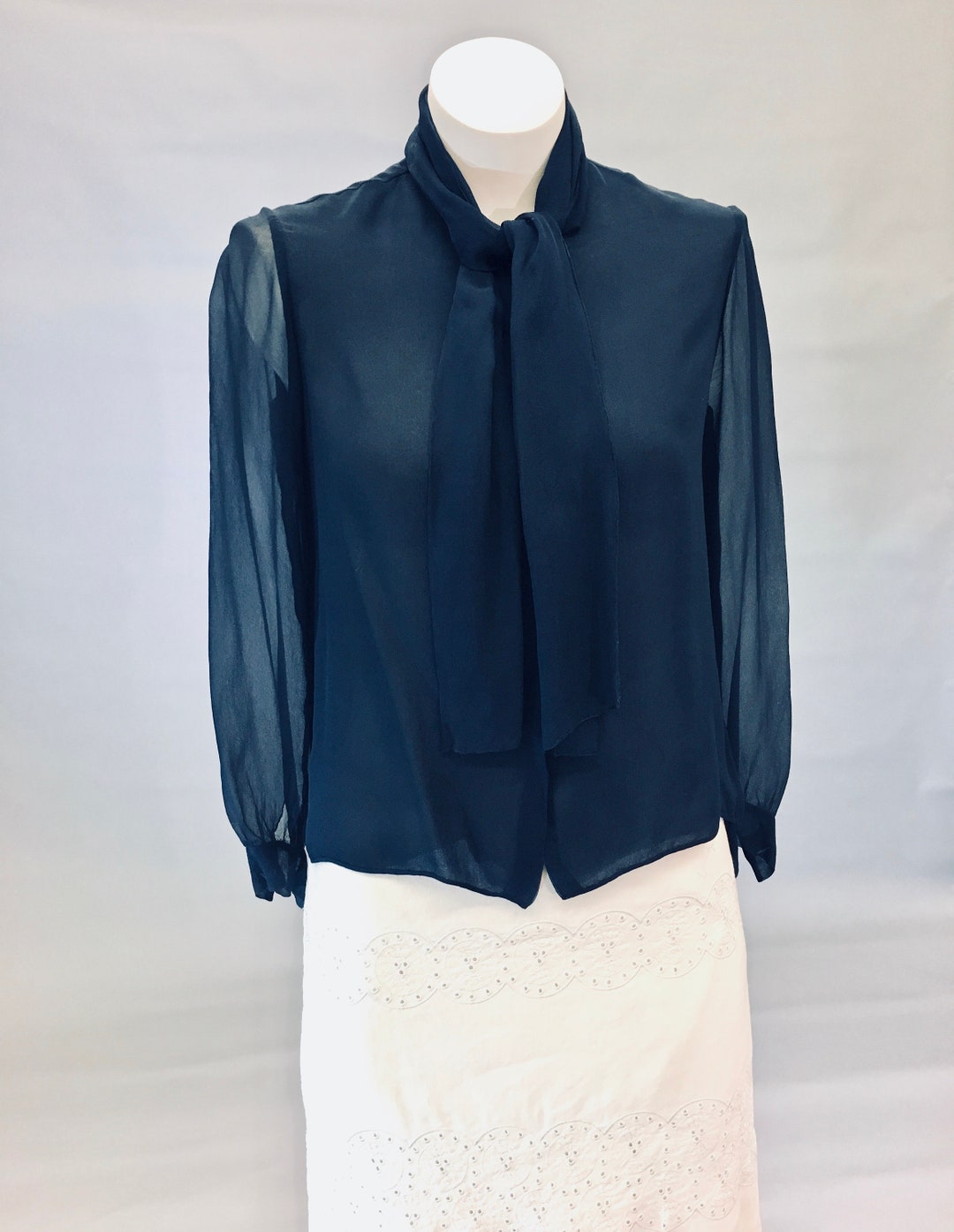 Vintage Silk Georgette Custom Dressmaker Blousetie Front - Etsy