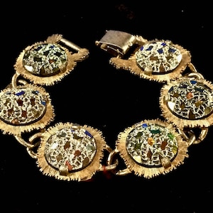 Vintage Judy Lee Carnival Glass Colorful Bracelet Earring Set ~ Aurora Borealis ~ Gift for Her ~ Collectible Costume Jewelry