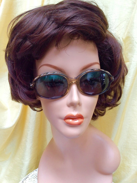 Vintage 1980 Tortoiseshell Sunglasses with Rhines… - image 2